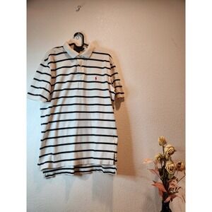 Polo by Ralph Lauren Striped Cotton Polo Shirt Mens Size L Red‎ Logo